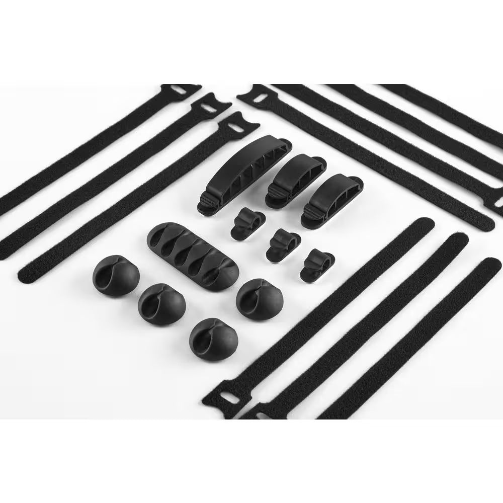 21-Piece Cable Management Kit for Desks and Offices
