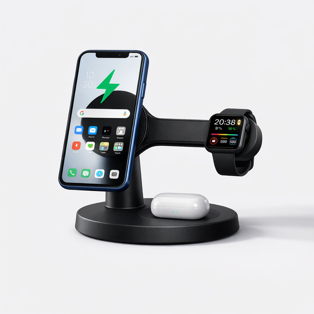 3in1 ワイヤレス充電ステーション（スマホ・Apple Watch・イヤホン対応）